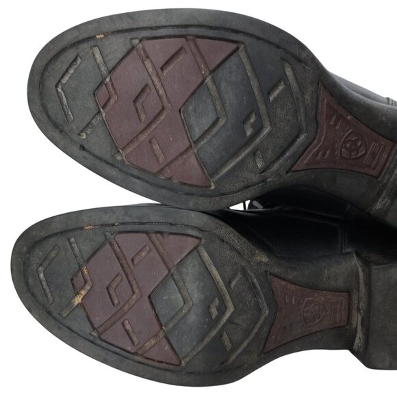 Ariat Black Leather Kiltie Paddock Western Riding Boots Size 6.5 Cowboy Womens - Picture 9 of 16